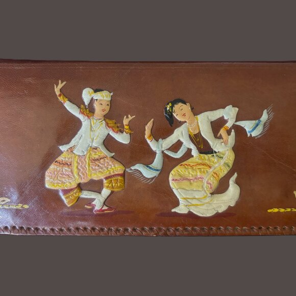 Vintage 1950's Leather Handcrafted TPS Mandalay Burma Wallet with Dancers EUC - Picture 11 of 12